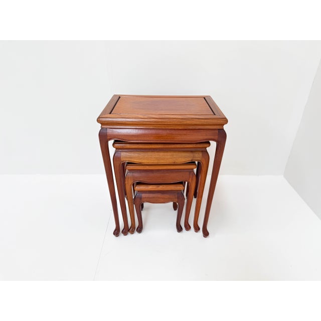 1970s Vintage Chinese Hardwood Nesting Tables, 1950s, Set of 4 For Sale - Image 5 of 14