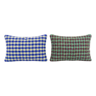 Bohemian Lumbar Kilim Pillow Cover 16'' X 24'' - Set of Two For Sale