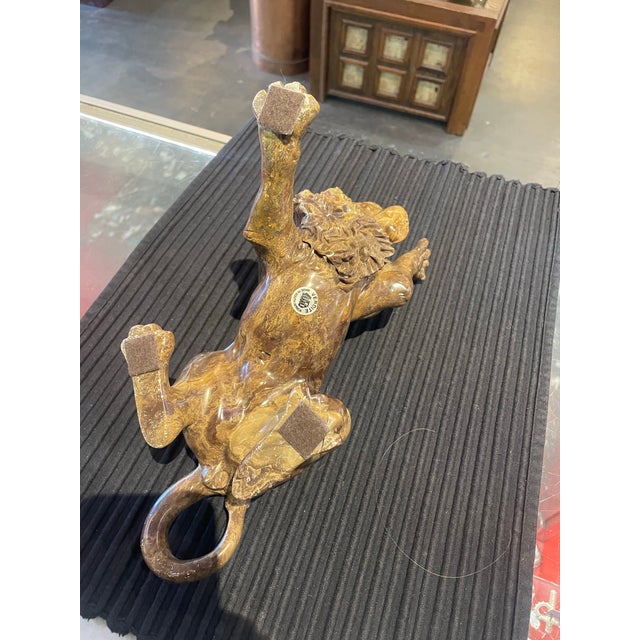 South African Verdite Stone Carving Lion Sculpture Signed 10.5" For Sale - Image 4 of 7