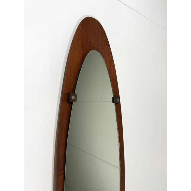 Wood Vintage Bended Wooden Wall Mirror by Mobili Polli, Italy, 1950s For Sale - Image 7 of 13