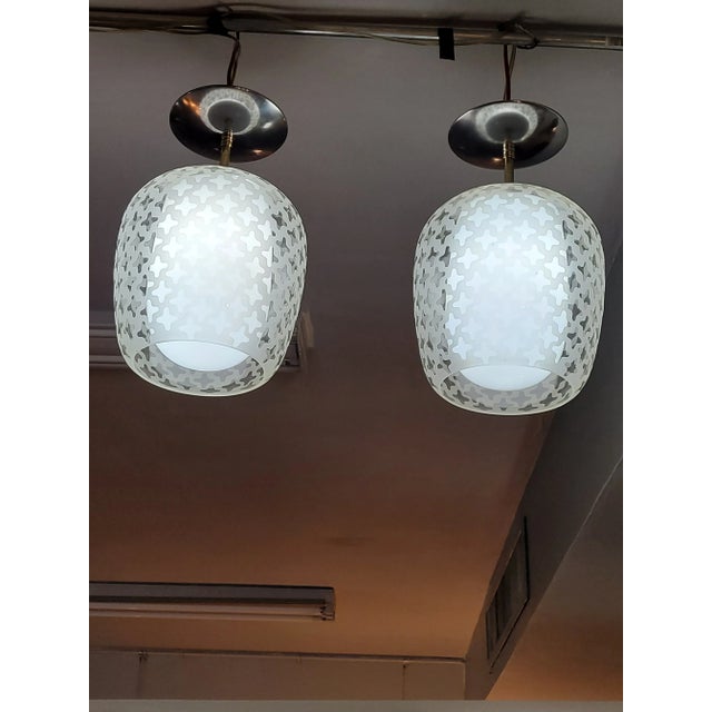 Mid-Century Modern Pair Lightolier Pendant Lights Vintage 1960s For Sale - Image 3 of 12