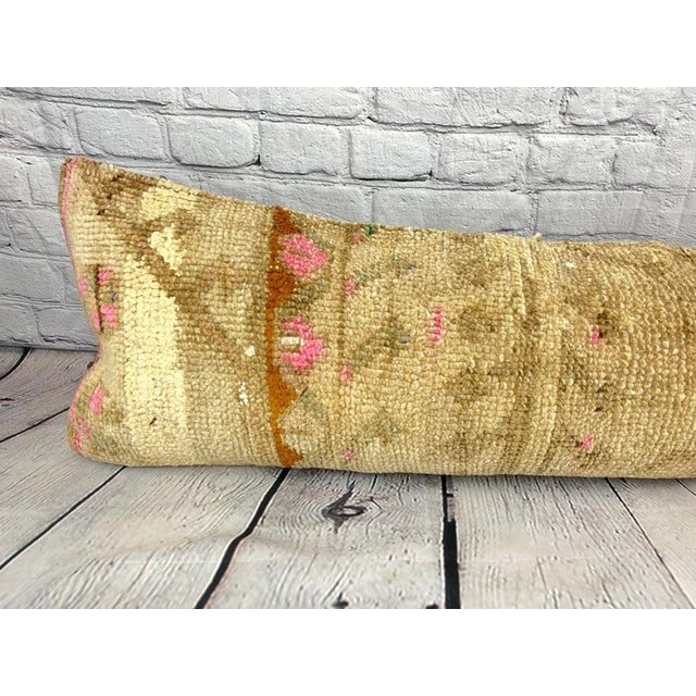 1960s 12 x 46 Lumbar Rug Pillow Artisanal Flair Turkish Pillow Cushion Cover For Sale - Image 5 of 7