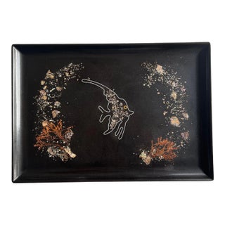 Mid 20th Century Couroc of Monterey Spade Fish Black Tray For Sale