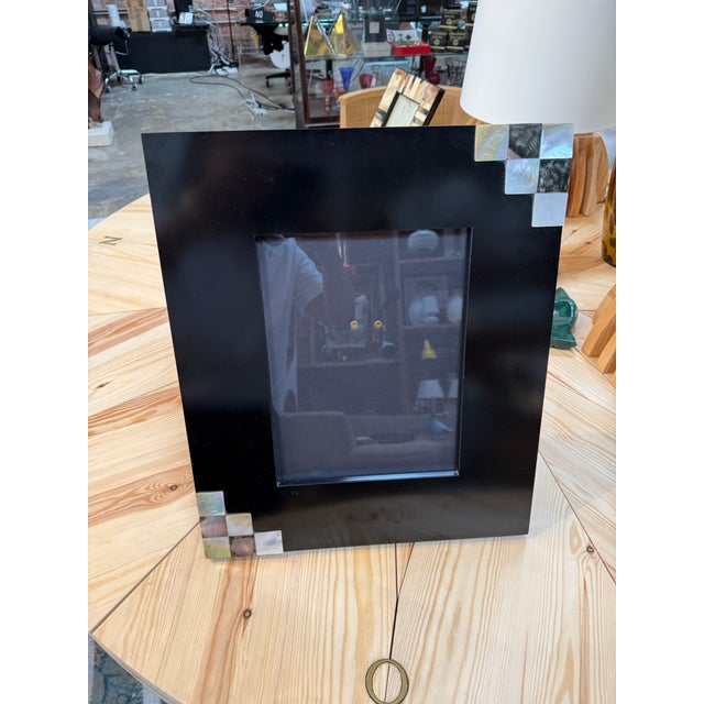 Tommaso Barbi Black Picture Frame With Mother-of-Pearl Accents For Sale In Los Angeles - Image 6 of 8