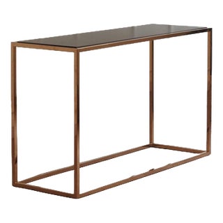 Narrow Console Table with Black Top and Rectangular Metal Frame For Sale