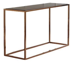 Narrow Console Table with Black Top and Rectangular Metal Frame