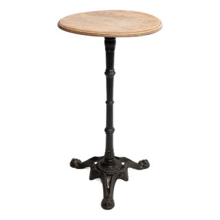 Mid 20th Century Cast Iron Bistro Table With Oak Top For Sale