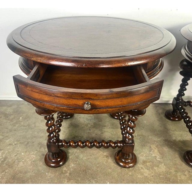 Brown Pair of Leather Top Side Tables by John Richards For Sale - Image 8 of 17