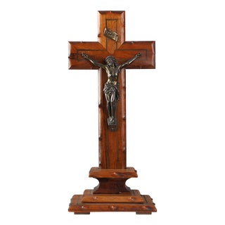 French Oak and Copper Crucifix, 1920 For Sale