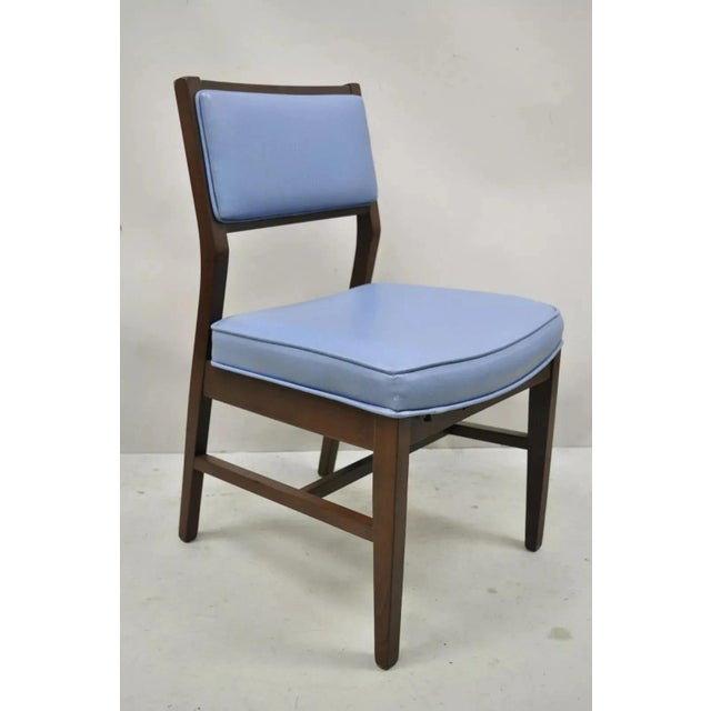 Mid 20th Century Vintage Mid Century Modern Jens Risom Style Blue Sculpted Dining Chair -Set of 6 For Sale - Image 10 of 11