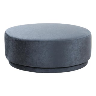 Cielo Swivel Base Ottoman, Blue For Sale