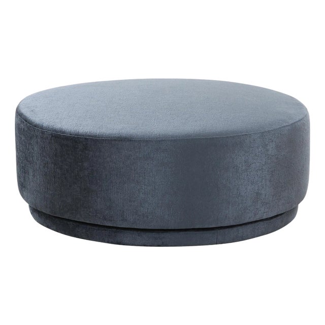 Cielo Swivel Base Ottoman, Blue For Sale