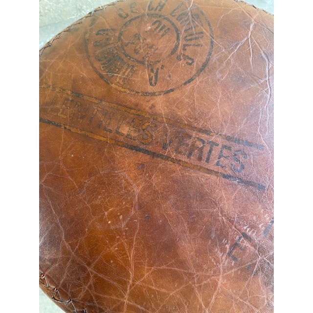 Industrial Leather and Steel Stool For Sale In Los Angeles - Image 6 of 12