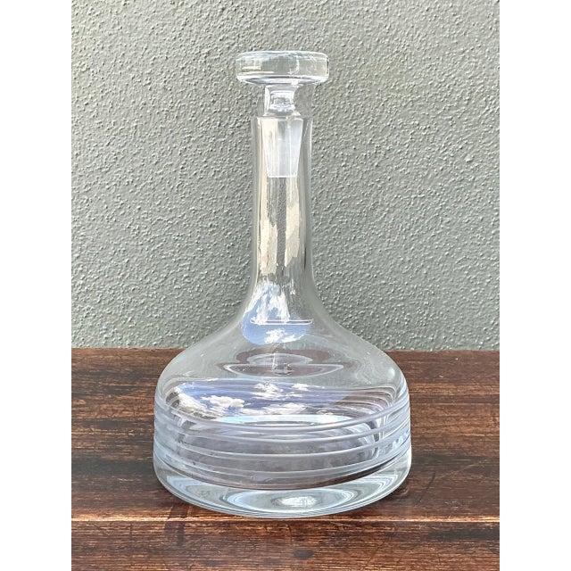 Mid-Century Modern Vintage Etched Glass Decanter With Stopper For Sale - Image 3 of 11