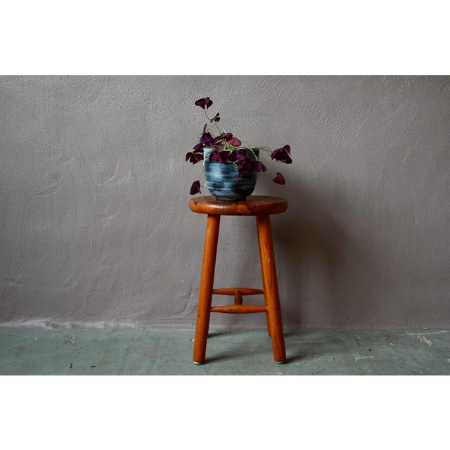 Rustic Farmhouse Stool in Wood For Sale - Image 9 of 10