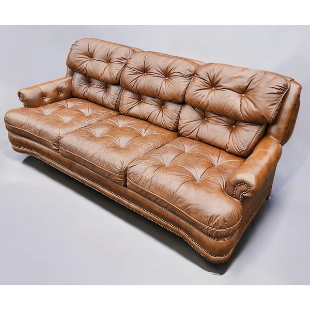 Mid-Century Modern Vintage 1982 Leather Chesterfield Sofa by Classic Leather For Sale - Image 3 of 10