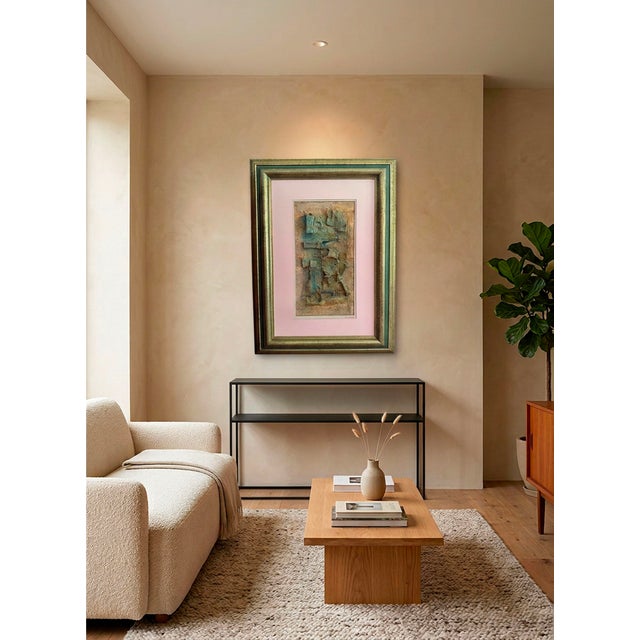 Early 2000s-Nelly Arauz-Mixed‑Media Relief on Board With Textured Geometric Surface For Sale - Image 9 of 9