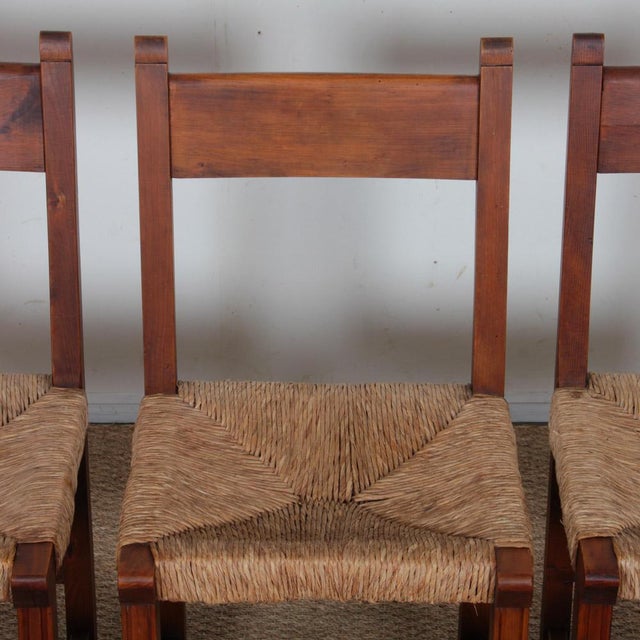 1950s Vintage French Straw-Seated Wooden Chairs, 1950, Set of 6 For Sale - Image 5 of 18