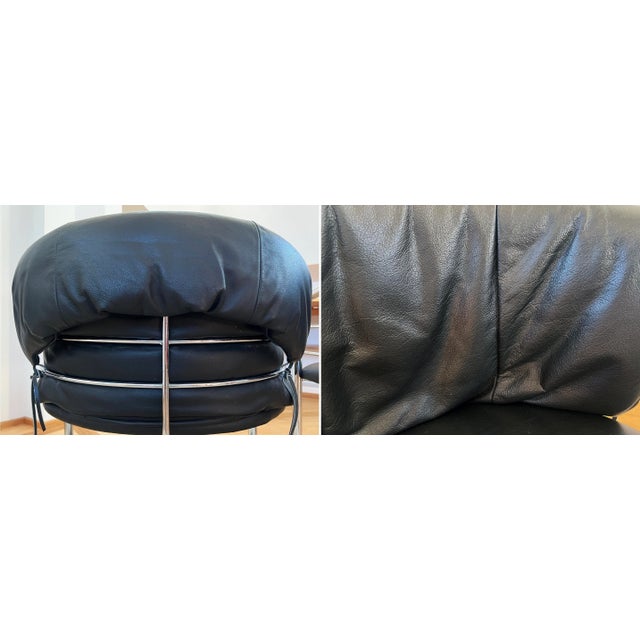 1980s Pair of Postmodern Italian Leather and Polished Chrome Accent Sling Chairs For Sale - Image 6 of 12