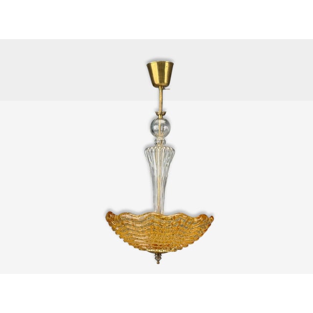 Carl Fagerlund, Swedish Mid-Century Modern, Glass, Pendant Light, Sweden, 1960s A textured glass and brass pendant light...