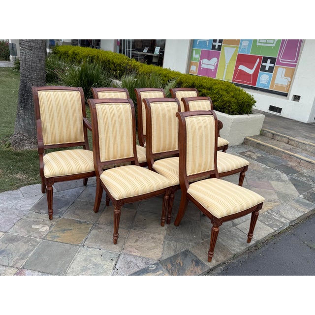 French Ethan Allen French Regency Louis XVI Cherry Wood Dining Chairs, Set of Eight For Sale - Image 3 of 12