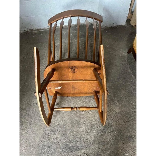 Vintage Nichols & Stone Co Solid Maple Spindle Back Windsor Style Rocker Chair For Sale In Washington DC - Image 6 of 12