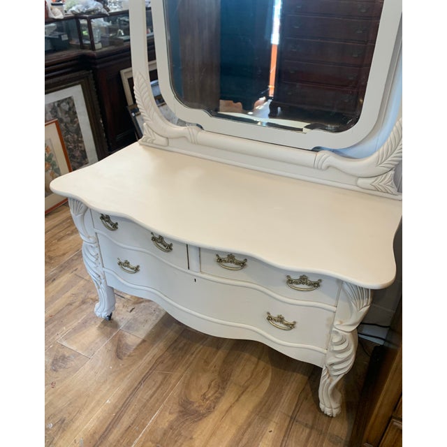 1910s Antique Caved Oak Dresser With Large Mirror Chairish