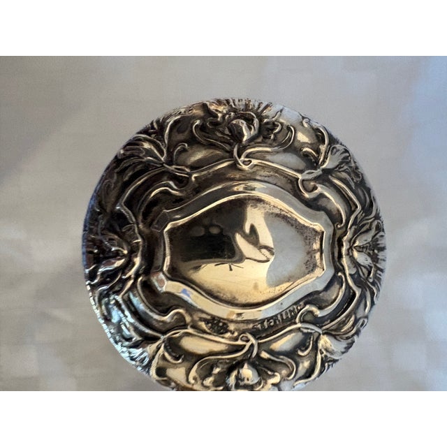 Art Nouveau Late 19th Century Sterling Silver Topped Powder Jar For Sale - Image 3 of 11