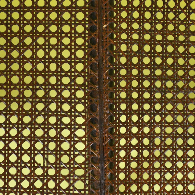 Wood Large Wing Rattan Bench For Sale - Image 7 of 7
