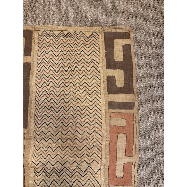 African 1980s Authentic Hand-Woven Kuba Textile For Sale - Image 3 of 7