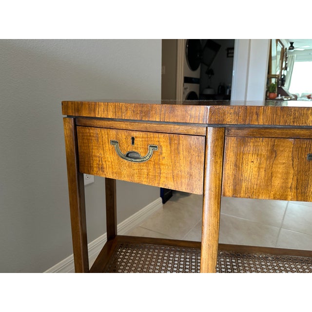 Drexel Vintage Drexel 3-Drawer Console Table / Buffet Server With Cane Shelf For Sale - Image 4 of 11