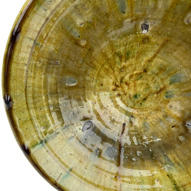 Tribal Moroccan Ochre Tamegroute Plate For Sale - Image 3 of 6