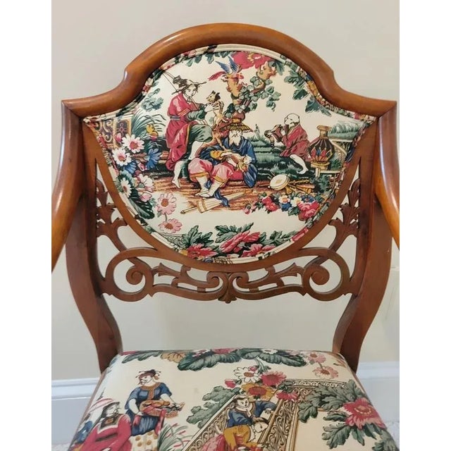 Edwardian Fruitwood Side Chair With Chinoiserie Upholstery For Sale In Raleigh - Image 6 of 9