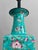 1950s Chinese Turquoise Glazed Porcelain Vase Lamp With Hand-Painted Floral Design For Sale - Image 4 of 7