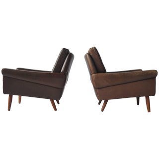 Svend Skipper Leather Lounge Chairs - a Pair For Sale