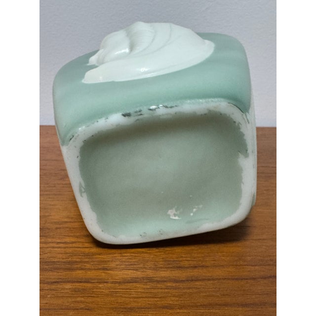 Art Deco Figural Glass Vase With Female Profile, Frosted Green & White Glass, 1930s For Sale - Image 10 of 10