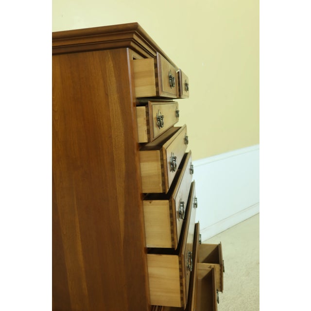 Wood Ethan Allen Cherry Flat Top New England Style Highboy For Sale - Image 7 of 12