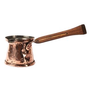 Art Deco Coffee Can in Copper with Wodden Handle, 1920s For Sale