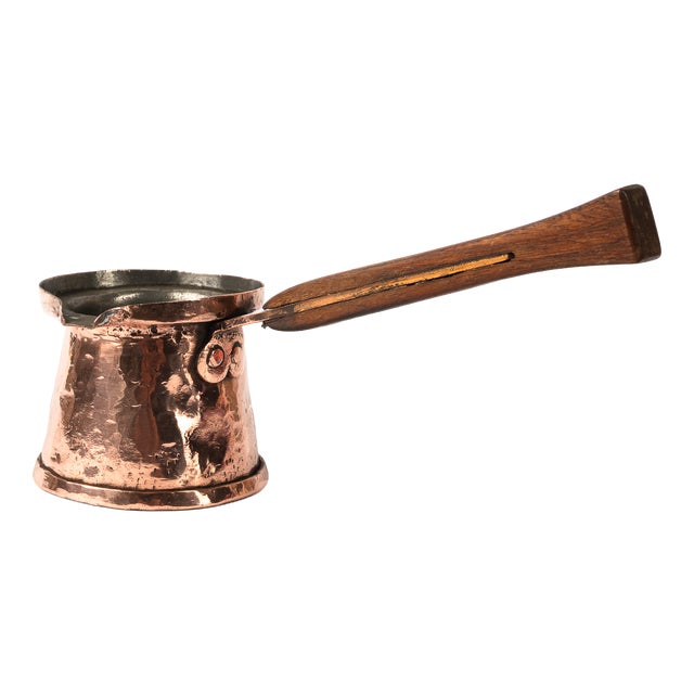 Art Deco Coffee Can in Copper with Wodden Handle, 1920s For Sale