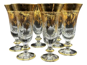 24 Karat Gold-Plated Crystal Glasses from SC Line, 1960s, Set of 6