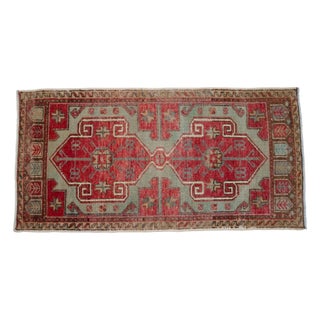 1970s Vintage Hand Knotted Small Rug Enrtway Mat, Kitchen Bathroom Decor 2x4 Ft Approx For Sale