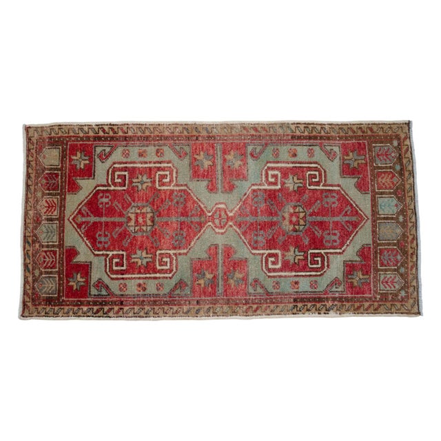 1970s Vintage Hand Knotted Small Rug Enrtway Mat, Kitchen Bathroom Decor 2x4 Ft Approx For Sale