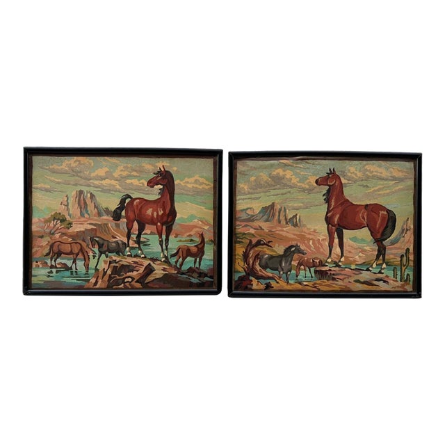 Vintage Framed Southwestern Equestrian Horse Prints, Set of 2 For Sale