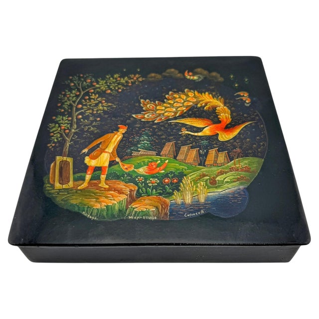 Soviet Mstyora Firebird Lacquer Box Signed V. Snyatkov, circa 1980 For Sale - Image 10 of 16