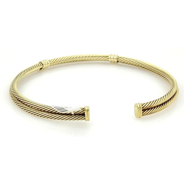 David Yurman Classic Double Cable Wire 14k Yellow Gold Choker Necklace For Sale - Image 4 of 5