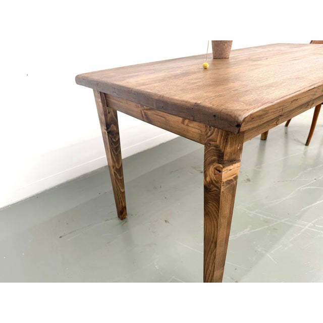 Oak Farmhouse Table with Tapered Pine Legs, France, 1950s For Sale - Image 15 of 18