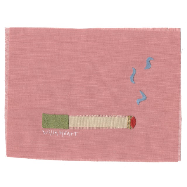 Maureen the Artichoke Cigarette by Willa Heart in Gold Frame, Mini Art Print For Sale