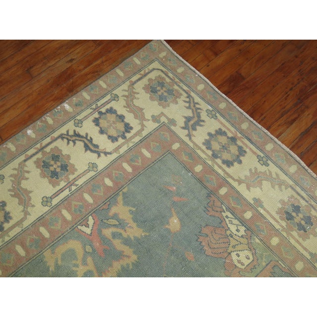 Vintage Feminine Worn Oushak Rug - 9' x 13'6" For Sale - Image 4 of 12