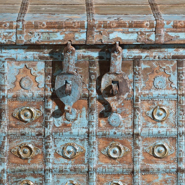 Indian Pithara Blue Storage Chest, 1940s For Sale - Image 6 of 9