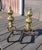 Vintage Ornate Cast Brass Fireplace Andirons 1950s For Sale - Image 10 of 18